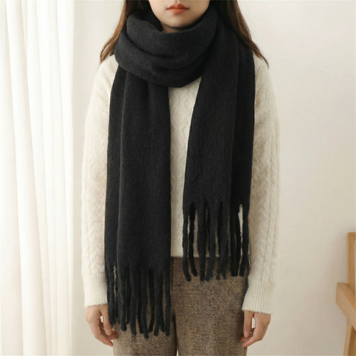 Women's Long Basket Winter Scarf – Soft & Elegant