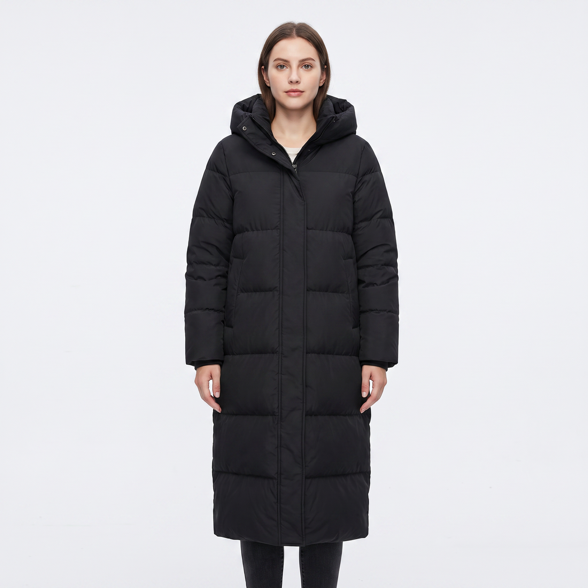 Women's Long Puffer Coat Hooded Quilted Padded Winter Jacket