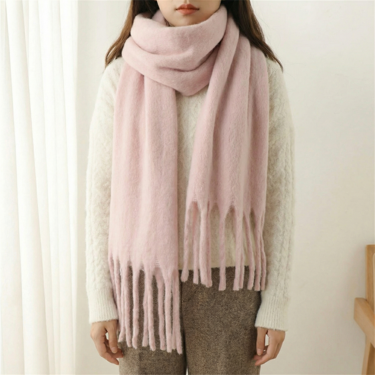 Women's Long Basket Winter Scarf – Soft & Elegant