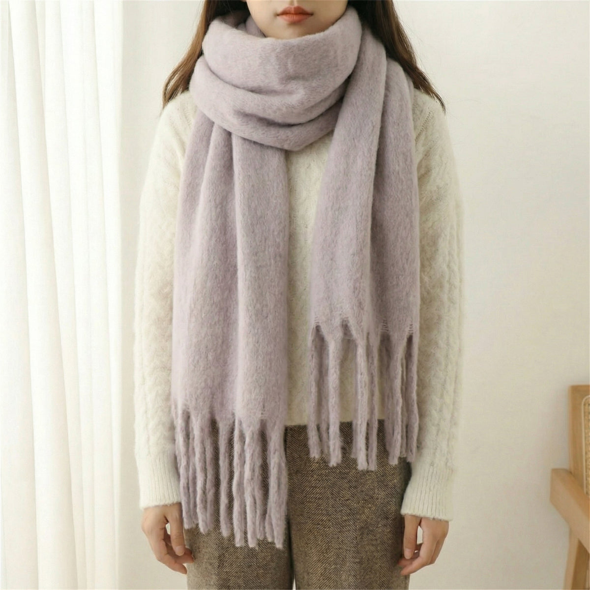 Women's Long Basket Winter Scarf – Soft & Elegant