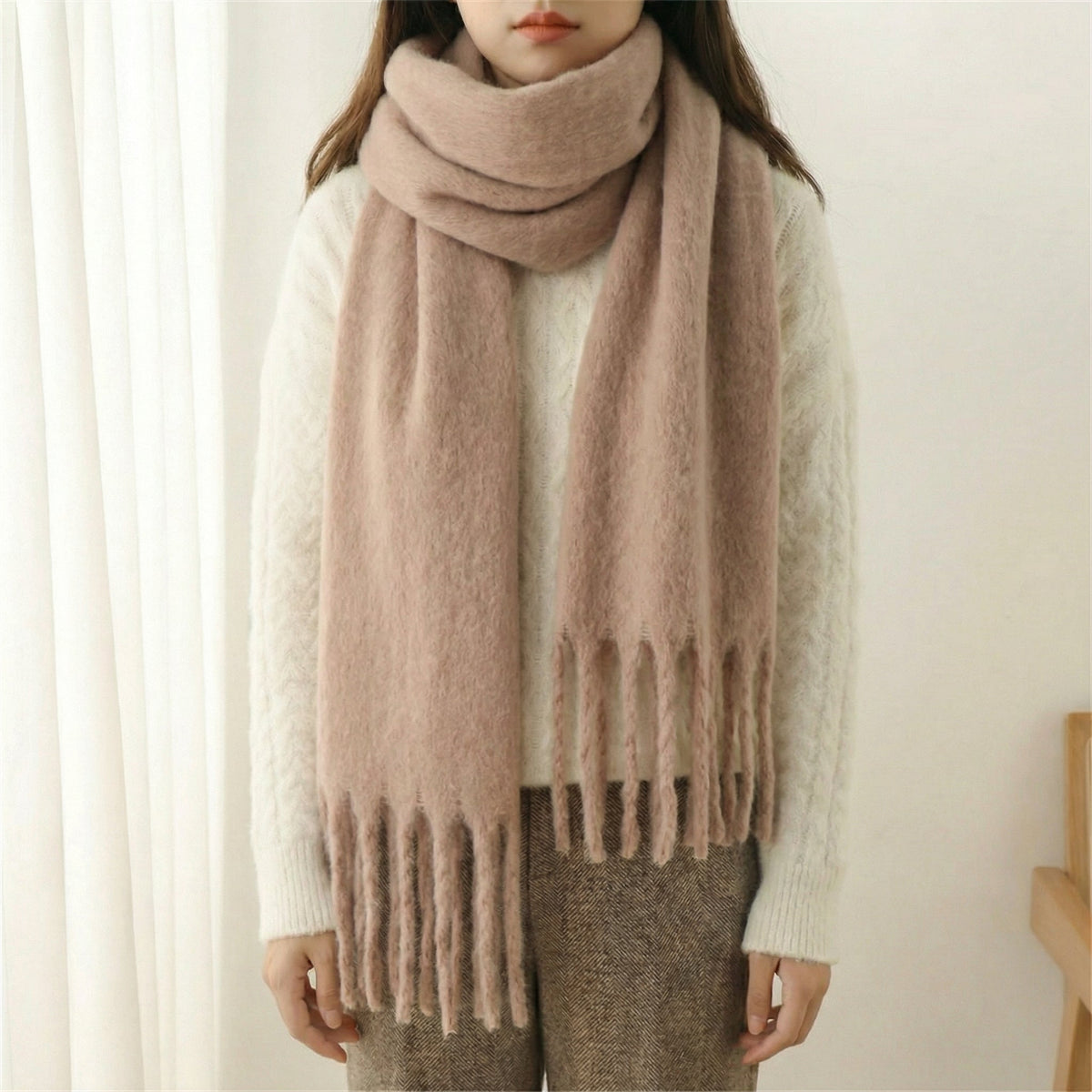 Women's Long Basket Winter Scarf – Soft & Elegant
