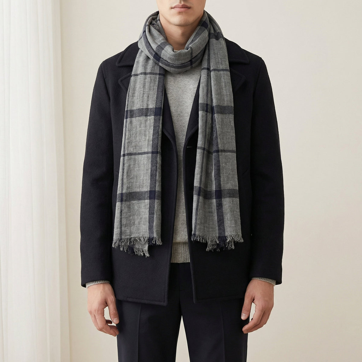 Classic Plaid Winter Scarf – Soft Oversized Warm Wrap