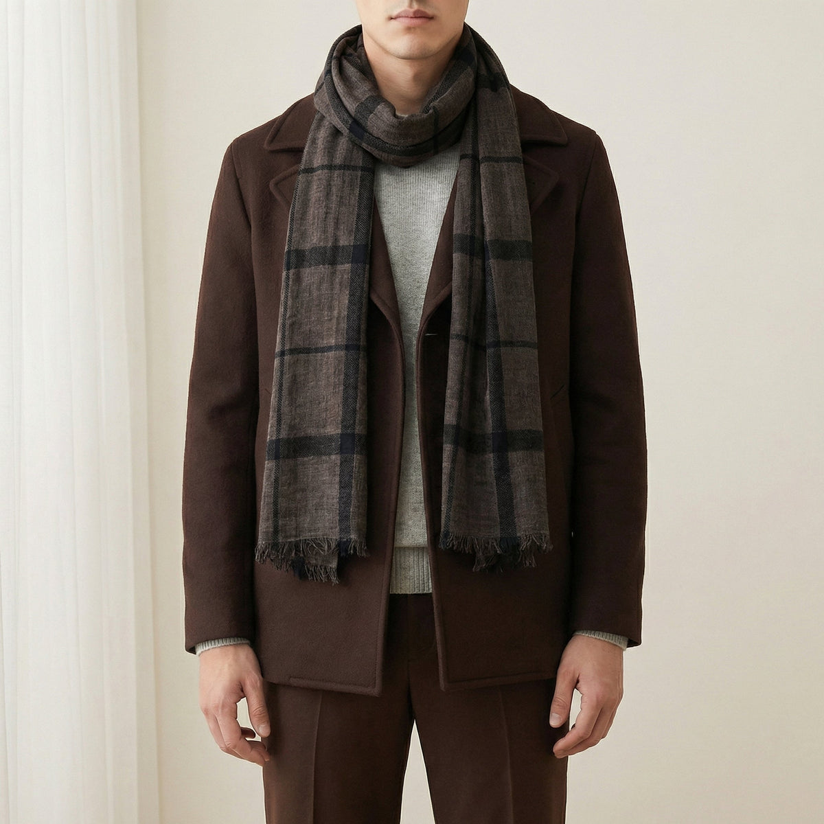 Classic Plaid Winter Scarf – Soft Oversized Warm Wrap