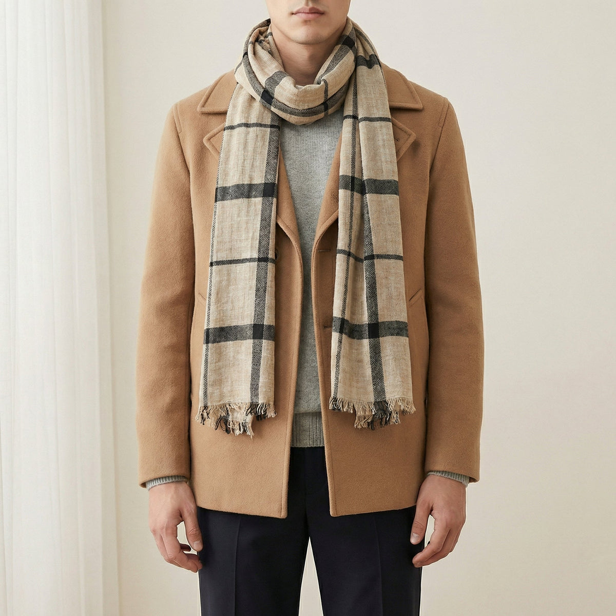 Classic Plaid Winter Scarf – Soft Oversized Warm Wrap