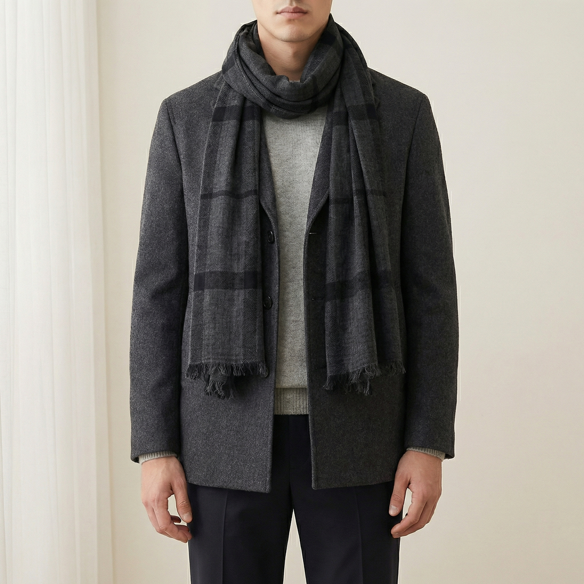 Classic Plaid Winter Scarf – Soft Oversized Warm Wrap
