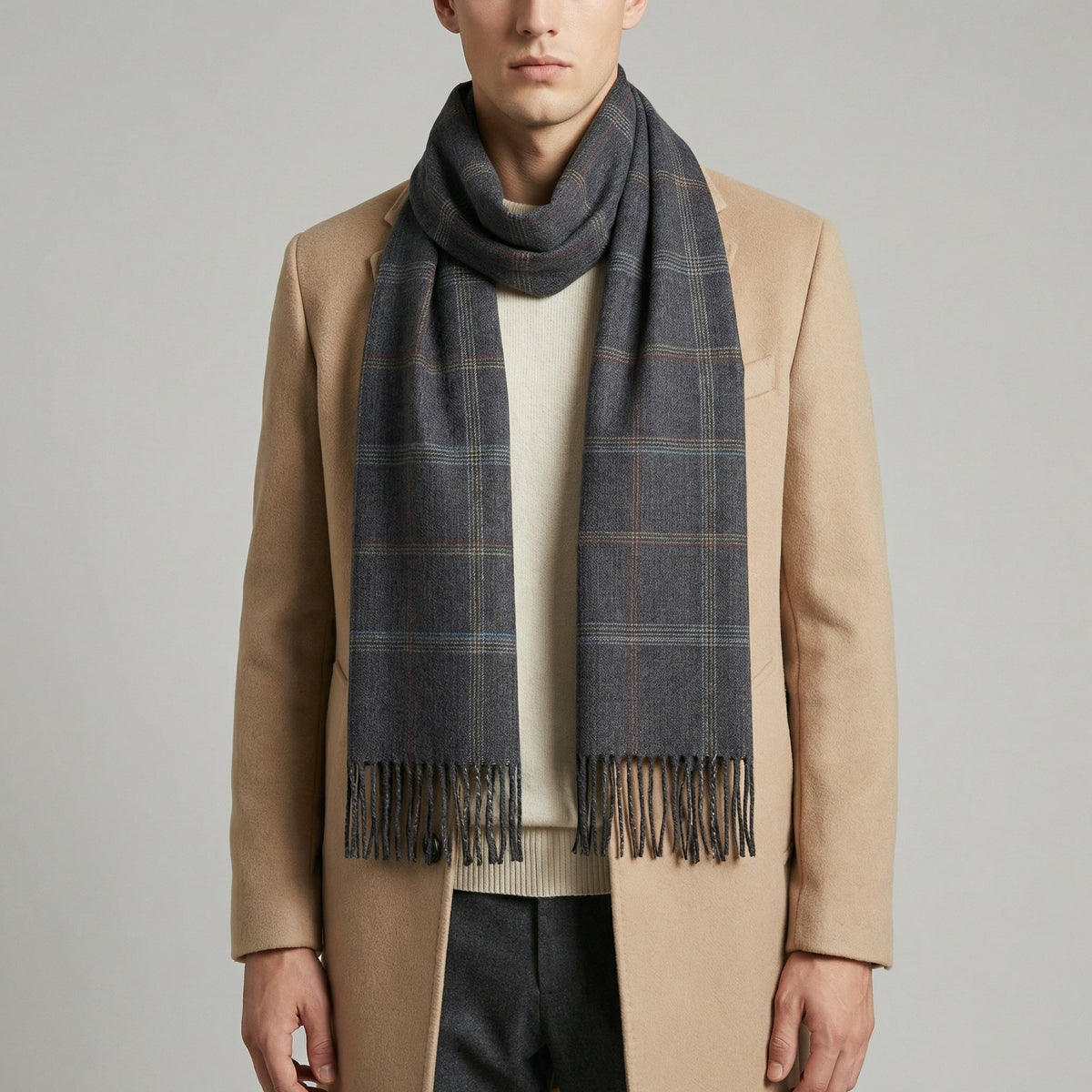 Men’s Lightweight Striped Scarf – Yarn Dyed Long Winter Wrap