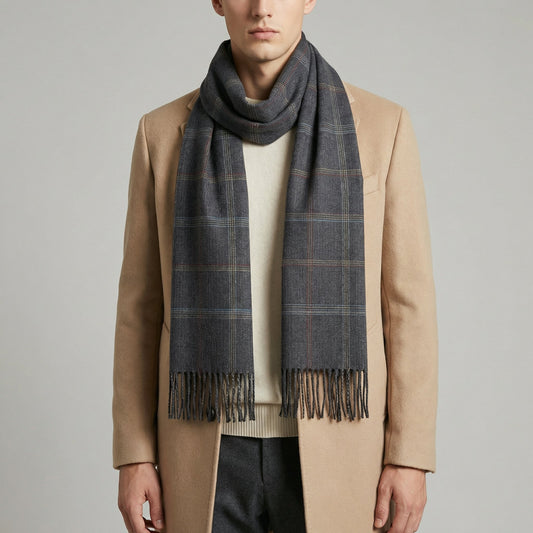 Men’s Lightweight Striped Scarf – Yarn Dyed Long Winter Wrap