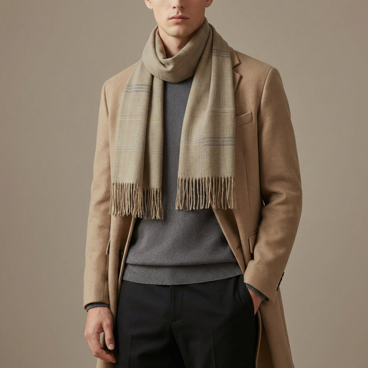 Men’s Lightweight Striped Scarf – Yarn Dyed Long Winter Wrap