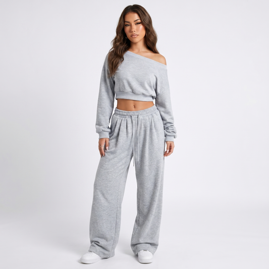 Women's Open Shoulder Top & Wide Leg Set