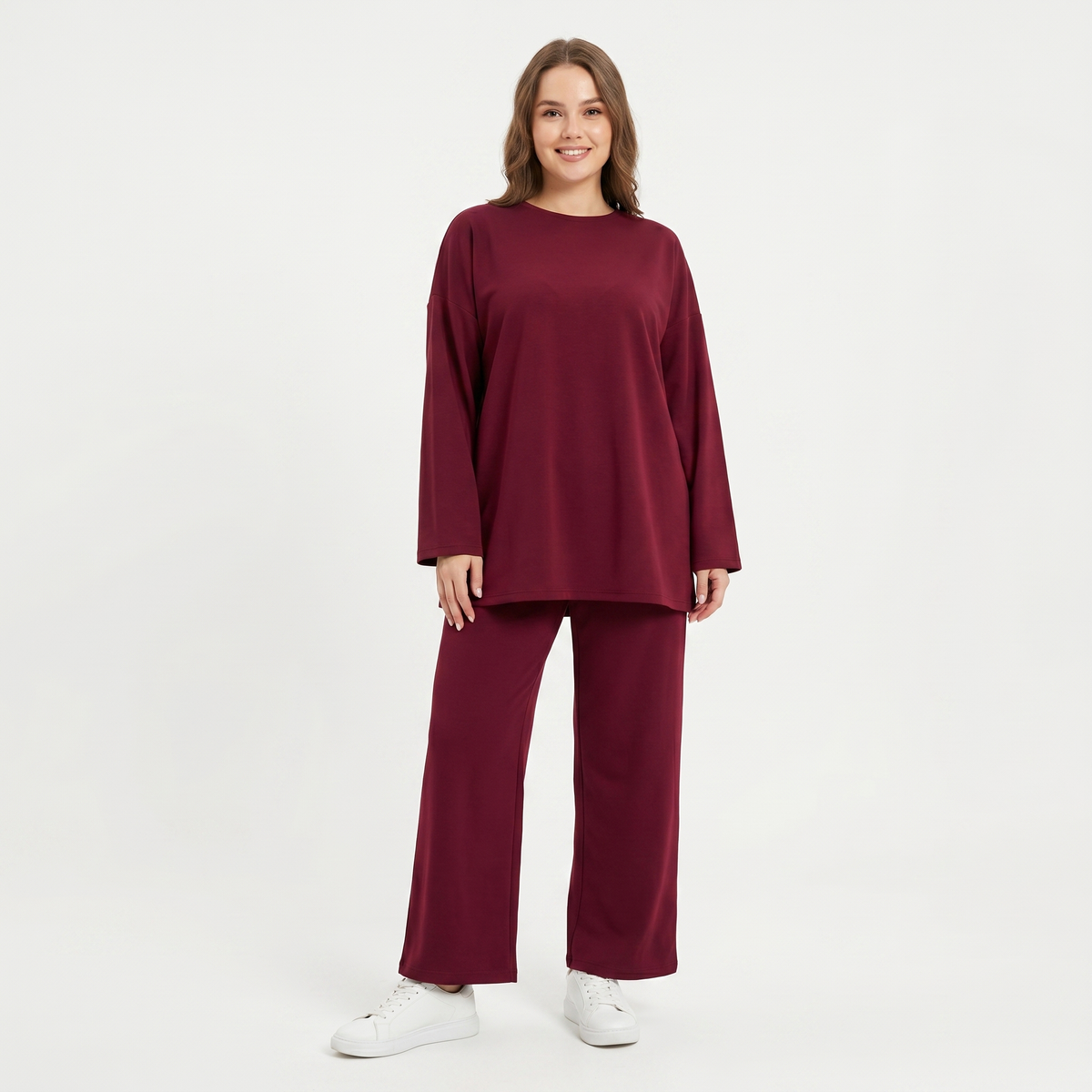 Women's Oversized Loungewear Set Long Sleeve Top Wide Leg Pants Co-Ord Two Piece