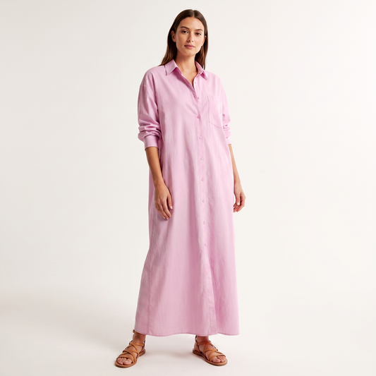 Women's Oversized Shirt Maxi Dress Long Sleeve Button Down Casual Dress