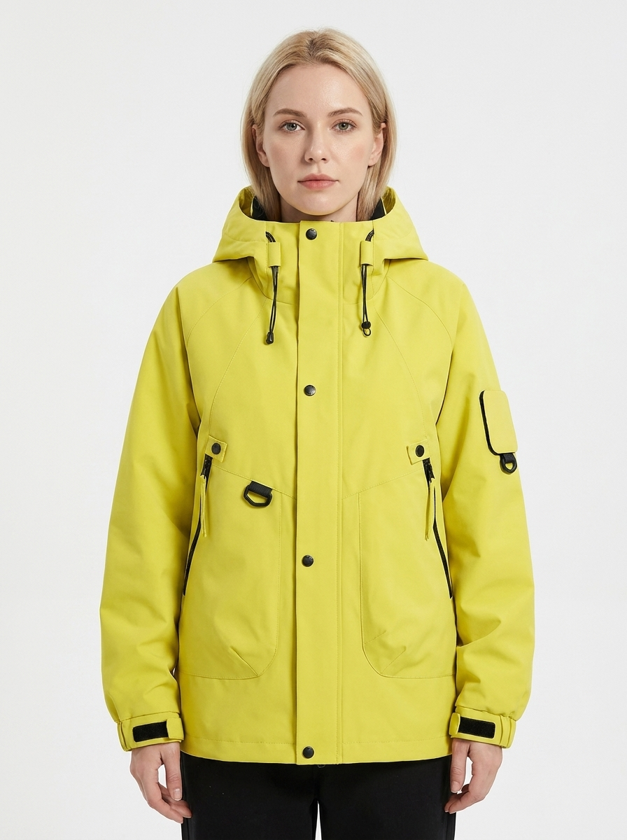 Women's Windbreaker Jacket Hooded Zip-Up Utility Outdoor Coat