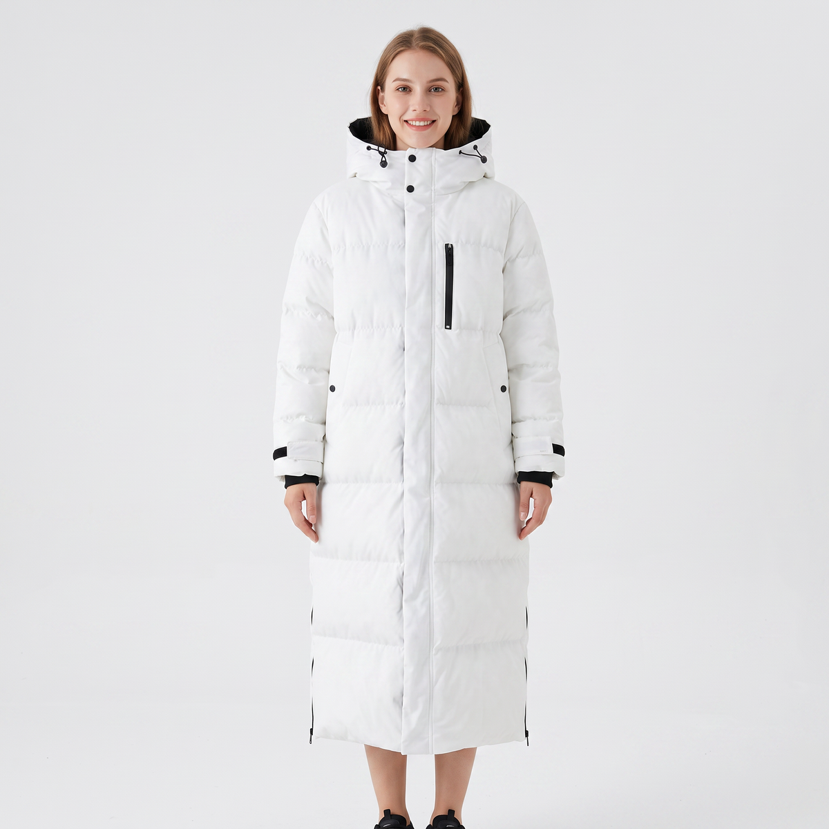 Women's Long Puffer Coat Hooded Quilted Padded Winter Jacket