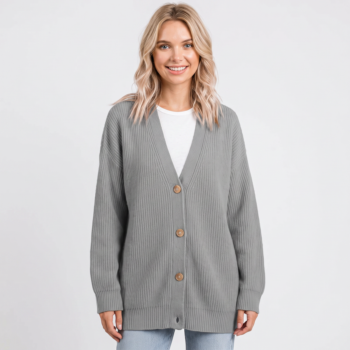 Women's Oversized Cardigan Ribbed Knit Button Front Sweater